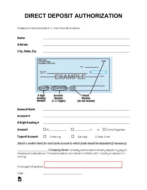 Free Direct Deposit Authorization Forms 22 Pdf Word Eforms