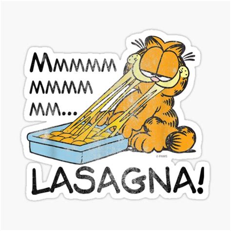 Garfield Mmm Lasagna Sticker For Sale By Dyessus Redbubble