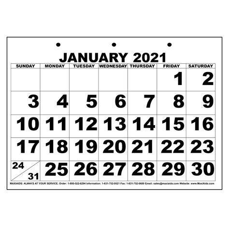 2021 Large Bold Printable Calendar Calendar Printables Free Blank Riset