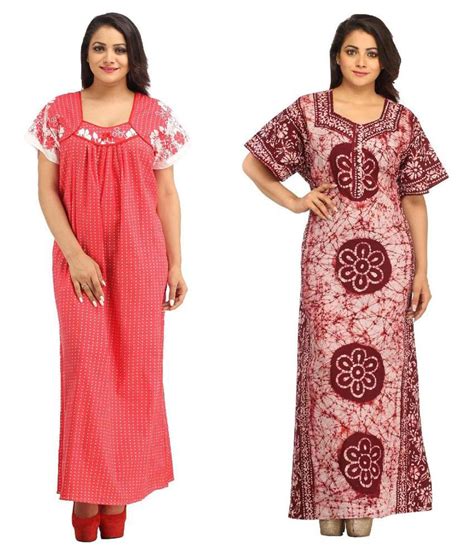 Buy Aasma Multi Color Cotton Nighty And Night Gowns Pack Of 2 Online At Best Prices In India