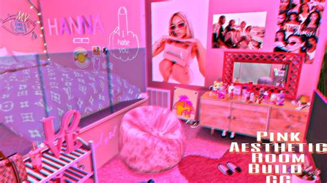 pink aesthetic bedroom cc baddie sims 4 speed build youtube