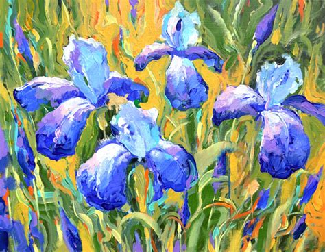 Irises Impressionism Palette Knife Oil Painting On Canvas Etsy