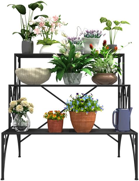It can fit at least six medium size potted plants. Mecor 3-Tier Metal Plant Stand, large-capacity Indoor ...