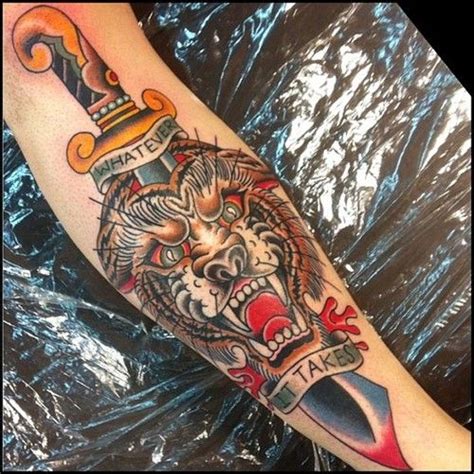 17 Best Wolf Dagger Tattoo Images On Pinterest Dagger