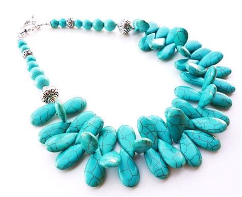 Turquoise Statement Necklace Turquoise Jewelry Chunky Etsy