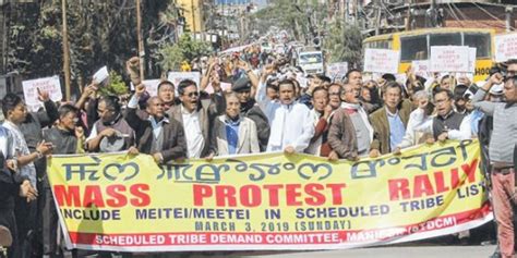 manipur s meitei community holds fresh protests in demand for st status