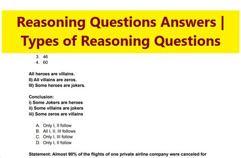 Reasoning Questions Answers Types Of Reasoning Questions Pdfexam
