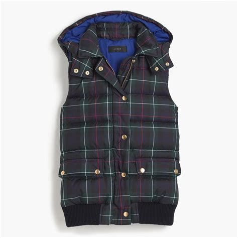 Our Plaid Puffer Vest Features A Removable Hood And Warm Quilted Lining