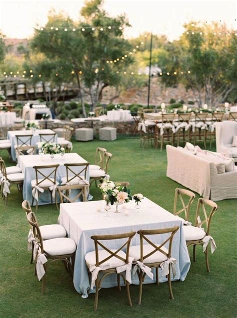 Gorgeous Outdoor Reception Set Up With Square Tables Countryweddings