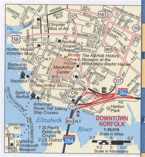 Norfolk Va Downtown Map Free Printable Highway Map Downtown Norfolk City