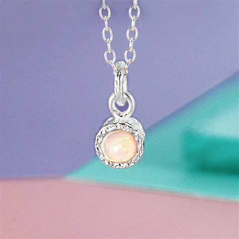 Iridescent Opal Birthstone Silver Necklace By Embers Gemstone Jewellery
