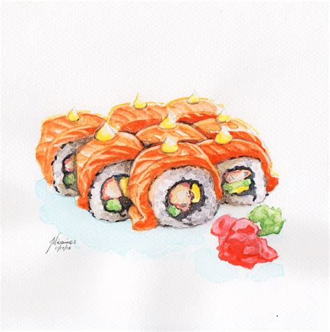 Sushi Ramen Kuroda Watercolor Art Micaines Art Nhật Ký Nghệ