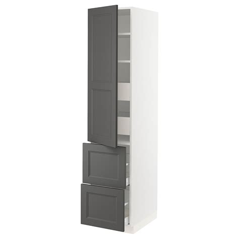 Dark grey kitchen units uker card. SEKTION / MAXIMERA High cabinet w/door & 4 drawers, white ...