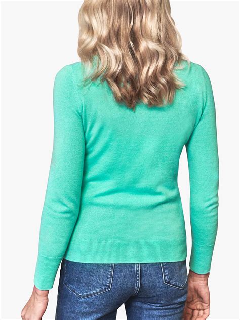 Pure Collection Crew Neck Cashmere Cardigan Aqua At John Lewis And Partners