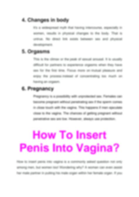 Solution Education Step By Step Guide On How To Insert Penis Into