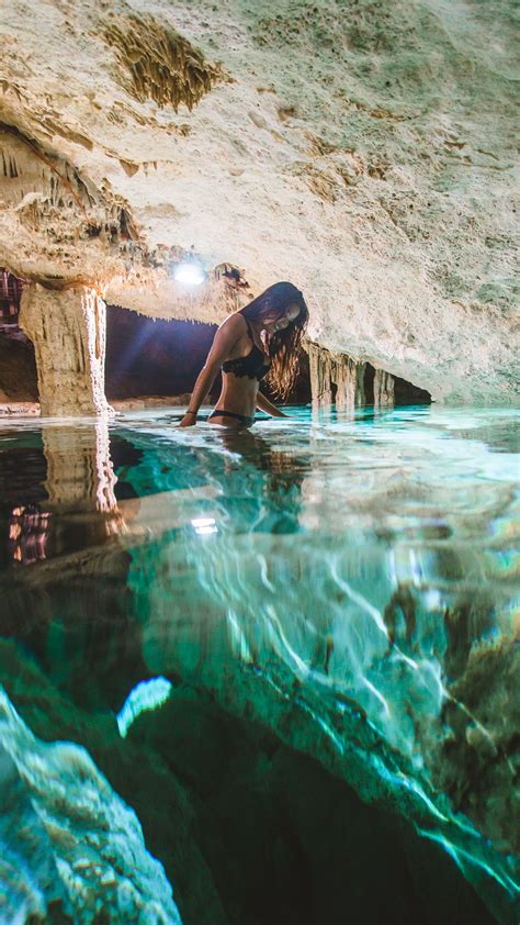 Underground Swimming Cenote Tak Be Ha In Tulum Quintana Roo Mexico