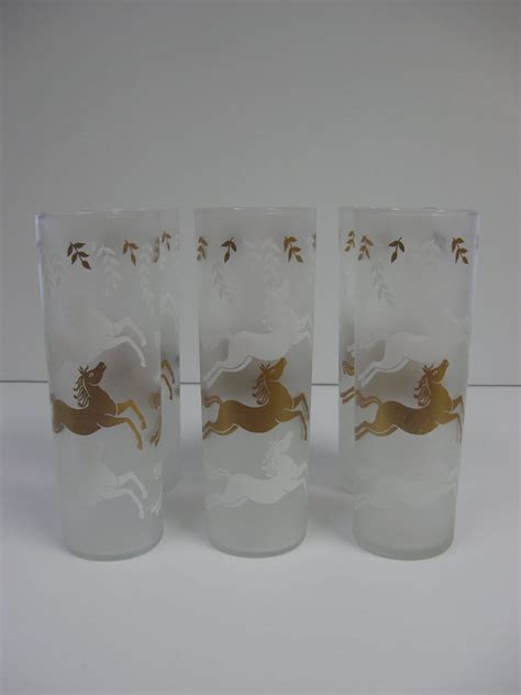 Vintage Frosted Drinking Glasses White And By Mintmarkethome