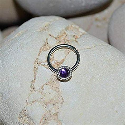 3mm Amethyst Septum Ring 16g Silver Nose Ring Daith