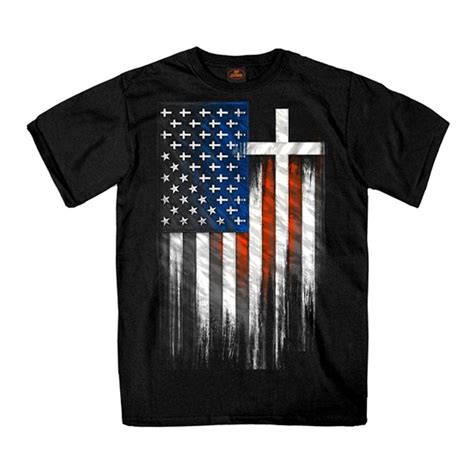 Patriotic American Flag And Cross T Shirt Military Republic