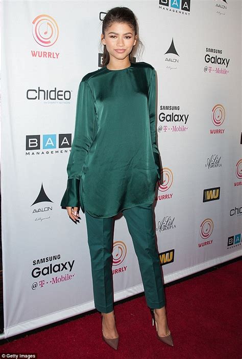 zendaya stuns in emerald ensemble as she hosts t boz unplugged concert in la daily mail online