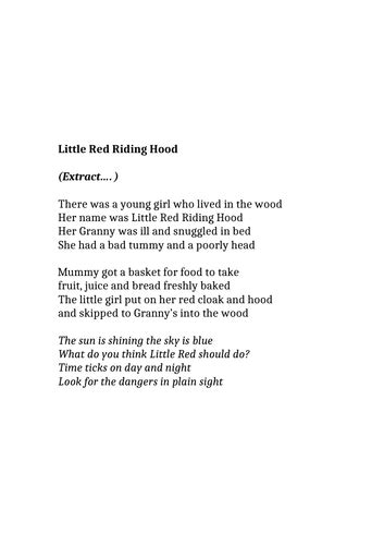Little Red Riding Hood Poem For Assemblies Performance And Literacy