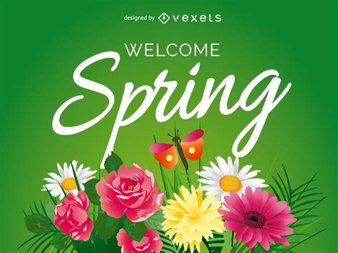 Welcome Spring Sign With Flowers Vector Download