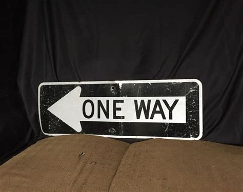 Vintage Original Metal One Way Street Sign Arrow Left Traffic Etsy