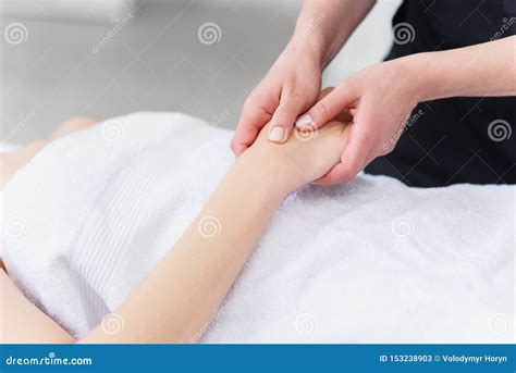 Hand Massage Physiotherapist Pressing Specific Spots On Female Palm Professional Health And