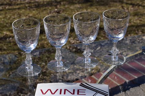 Vintage Crystal Bubble Stem Wine Glasses Set Of 4 Tiffin Franciscan
