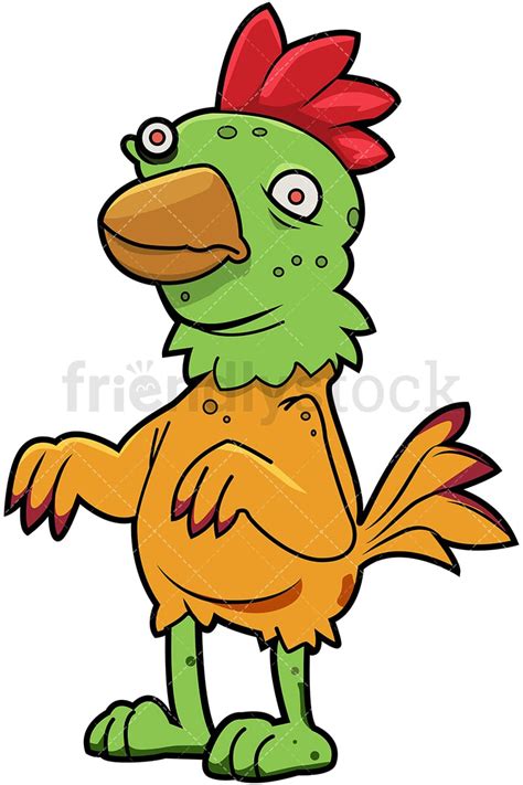 Funny Zombie Chicken Cartoon Clipart Vector Friendlystock