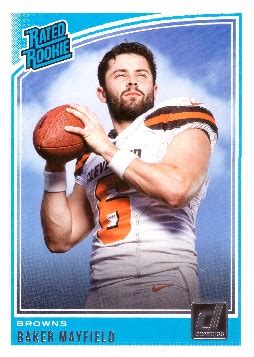 Jun 26, 2021 · mayfield acquitted himself well as a rookie in 2018, completing 63.8 percent of his passes for 3,725 yards and 27 touchdowns with 14 interceptions en route to finishing second in the nfl offensive. Baker Mayfield Rookie Card