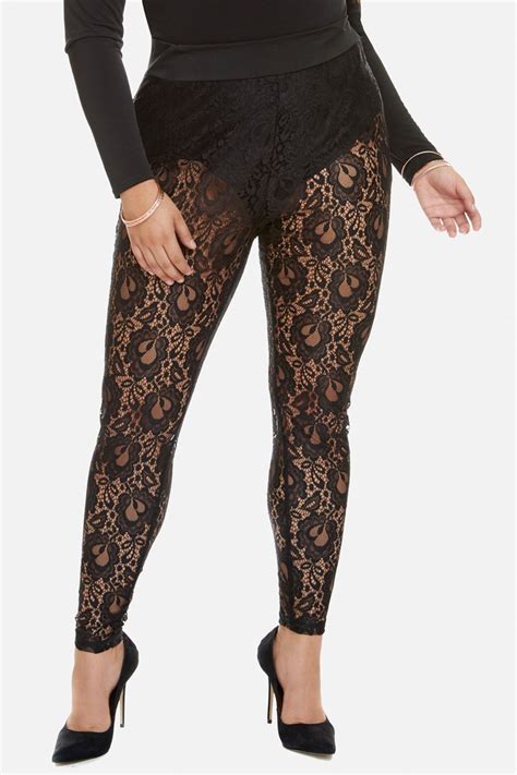 Plus Size Camille Lace Leggings With Panty