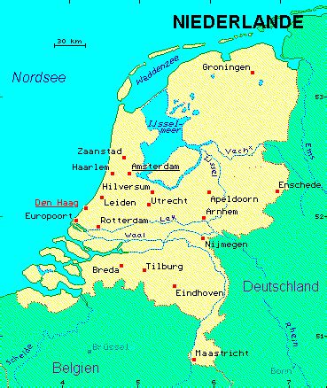 Die karte zeigt die niederlande, die im westen an deutschland angrenzt. Landkarte der Niederlande - Transpatent