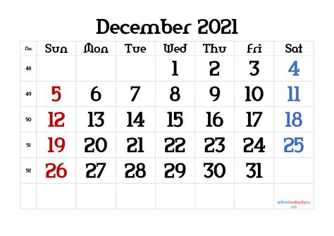 Free Printable December 2021 Calendar Template M21amerika4