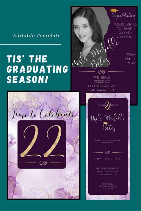 Graduation Announcement And Grad Party Invite Editable Graduation