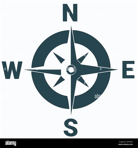 Compass Wind Rose North South East West Minimalist Vector Illustration
