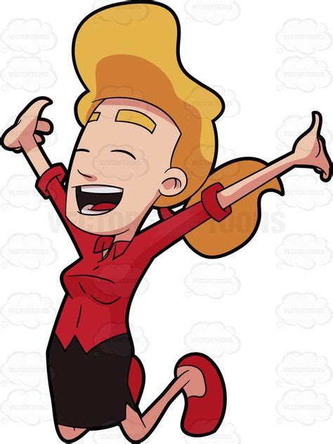 A Woman Jumping For Joy Cartoon Clipart Vector Vectortoons Stockimage Stockart Art