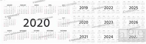 Calendar 2020 2019 2021 2022 2023 2024 2025 2026 2027 Years