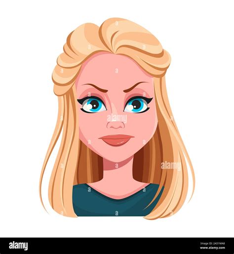 face expression of beautiful blonde woman angry female emotion cute lady cartoon character