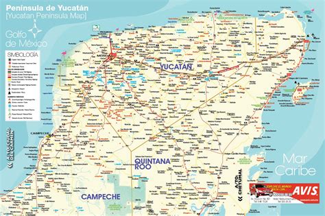 Península De Yucatán Yucatan Mexico Península Map Travel Mapa