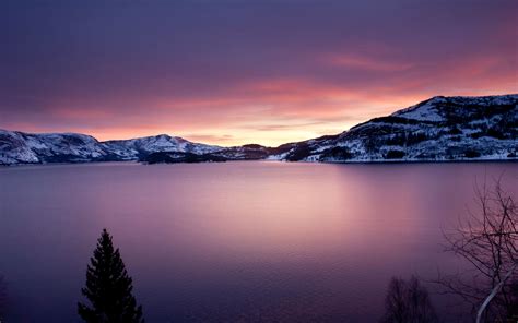 배경 화면 나무 경치 숲 일몰 호수 물 자연 반사 눈 겨울 해돋이 노르웨이 저녁 아침 황혼 구름
