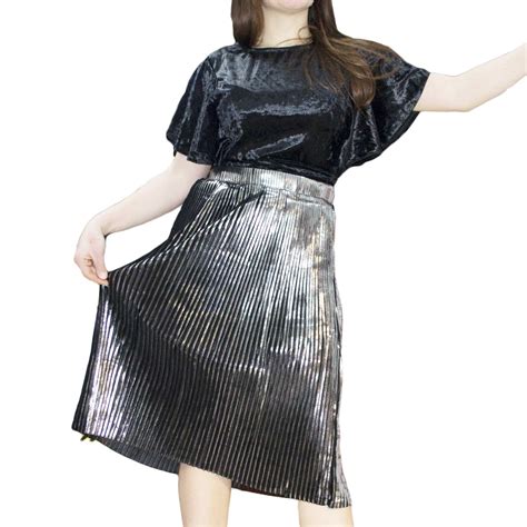 Visualizza altre idee su moda anni '30, moda, abiti. Gonna plissettata lunga nera argento metallizzato trendy moda anni 30 donna gonne Crystal ...