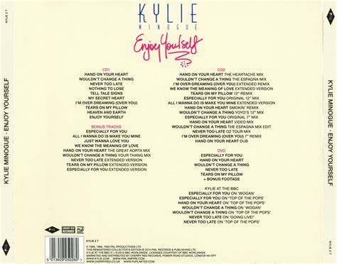 Carátula Trasera de Kylie Minogue Enjoy Yourself Deluxe Edition Portada
