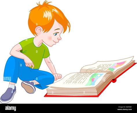 Boy Reading Book On Floor Stock Vector Images Alamy