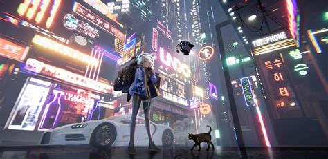 Anime Girl Time In A City Wallpaper 4k