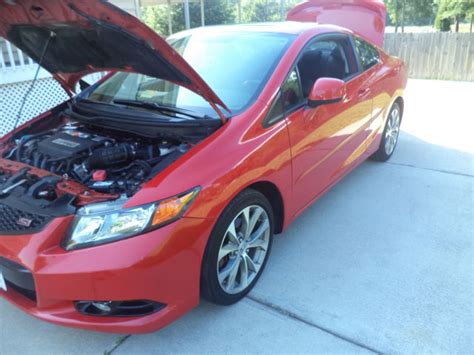 2012 Honda Civic Si Coupe 2 Door 24l Red Fast Low Reserve Blue Tooth