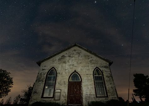 Small Rural Abandoned Church At Night Southern Ontario Canada R