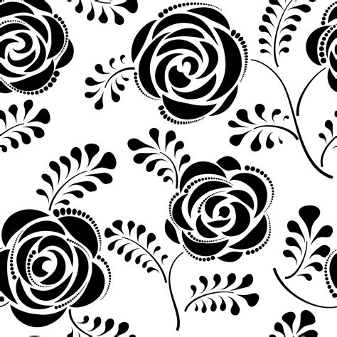 Floral Seamless Pattern With Flower Rose Abstract Swirl Line Bloom