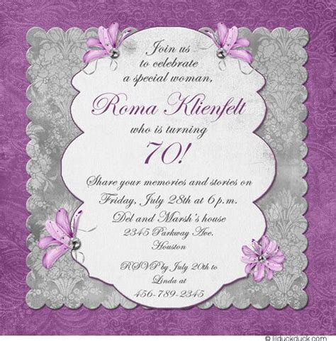 Creating the perfect invitation for a special. lilduckduck.com | 70th birthday invitations, Birthday ...