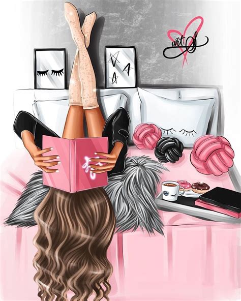 Herşeye Okeyimde Kitabi Niye öyle Tutuyo Girly Wall Art Digital Art Girl Cute Girl Drawing